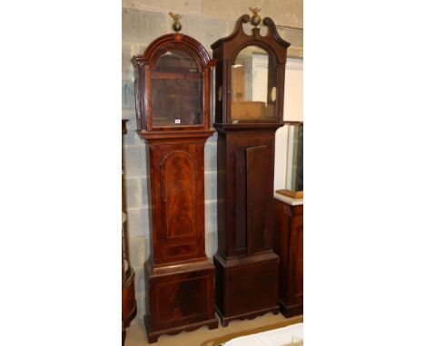 Two George III mahogany longcase clock cases, larger W.48cm, D.24cm, H.221cm