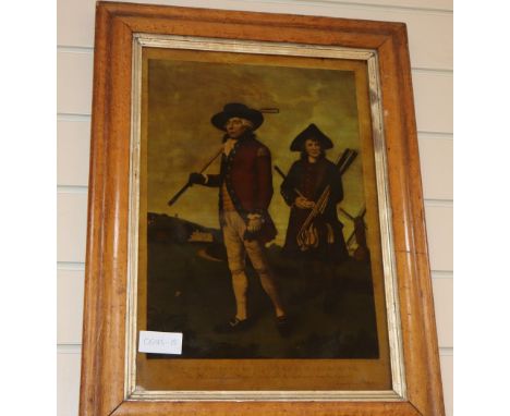 A reverse print on glass, The Society of Goffers at Blackheath, 45 x 31cm, maple frame