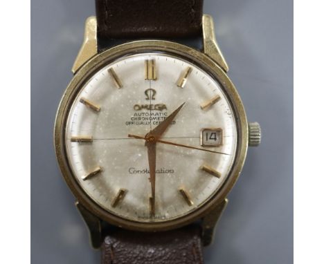 A gentleman's 1960's steel and gold plated Omega Constellation Automatic Chronometer wrist watch, movement c.561. on Omega st
