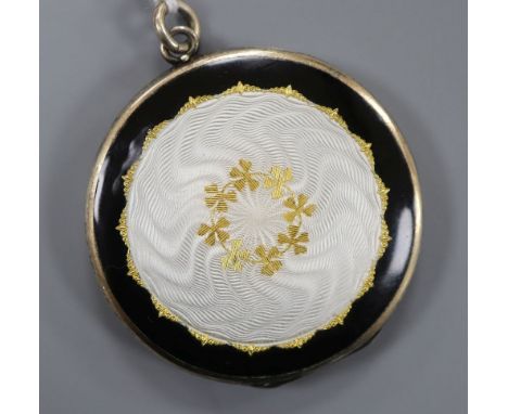 An early-mid 20th century Norwegian? 925S and enamel circular pendant locket, maker, S.G. 35mm, gross 21 grams.CONDITION: Min