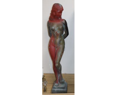 A large bronze figure of a standing nude woman, 86cm
