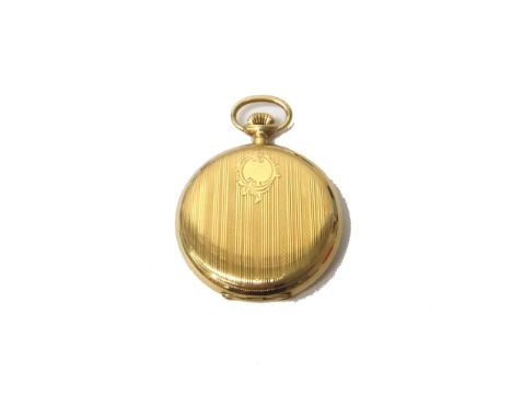 A gentleman's gold cased, keyless wind, hunting cased pocket watch, the gilt jewelled lever movement detailed Palma, base met