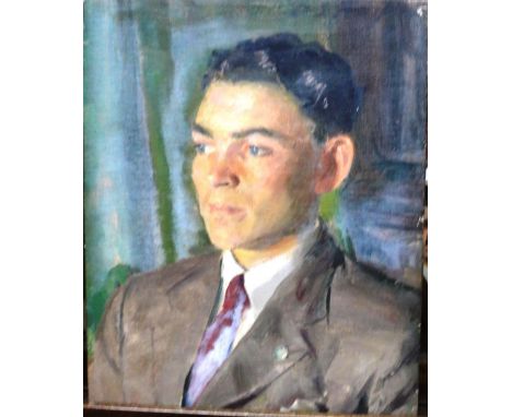Douglas Stannus Gray (1890-1959), Portrait of Sergeant Rees, R.A.F., oil on canvas, signed, unframed, 46cm x 37cm.
Exhibited,