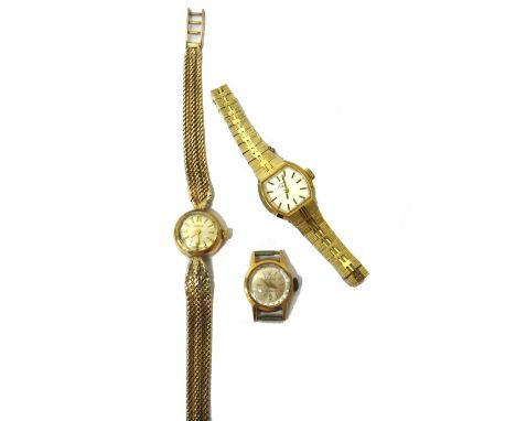 A lady's 9ct gold Tissot bracelet wristwatch, the signed circular dial with gilt arrow shaped and Arabic numerals, on a taper