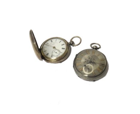 A gentleman's silver cased, key wind, openfaced pocket watch, the gilt fusee movement with a lever escapement, detailed to th