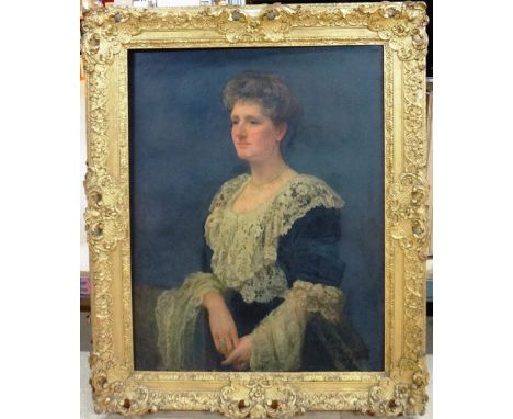 Philip Streatfeild (early 20th century), Portrait of a Mr Luke Hansard; Portrait of his wife, a pair, oil on canvas, both sig