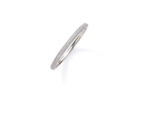 A diamond bangle The hinged bangle pavé-set to the front with brilliant-cut diamonds(Inner diameter: 5.9cm)Property of a priv