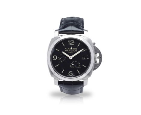 Panerai: a stainless steel wrist watch Luminor GMT model 6902, stainless steel case, signed calibre P.9002 automatic movement