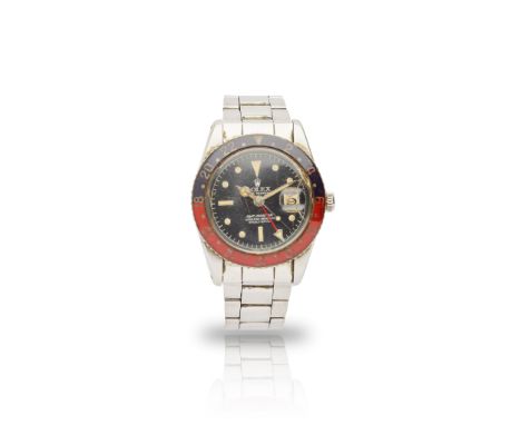 Rolex: a rare GMT Master wrist watch Oyster Perpetual GMT Master 'Pepsi' model 6542, stainless steel case, signed Rolex calib