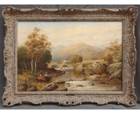 William Henry Mander, signed, oil on canvas, a Welsh river scene with figures, 20ins x 30insCondition Report:  Good original 