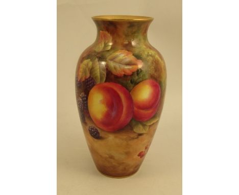 A Royal Worcester vase, decorated with fruit by H H Price, shape number 2227, height 7insCondition Report:  Good condition