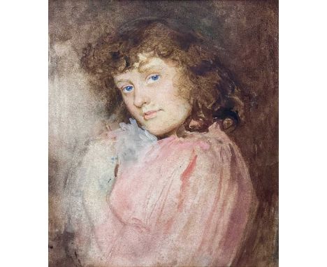 William Hippon GADSBY (1844-1924) Portrait Watercolour, Gerald Norman Gallery label to verso, 22.5x19.5cm, 43x39cm overall