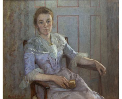 Harold KNIGHT RA (1874-1961) The Lady in Lilac  Oil on canvasSigned86 x 100cmIn 1903 Harold married Laura Knight (nee Johnson