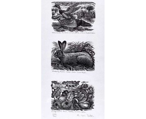 George William TUTE (1933) The Three Vignettes (1982)  Offset Lithograph, signed and inscribed, numbered 250/500, 21 x 10.5cm