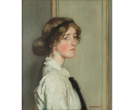 Dame Laura KNIGHT (1877-1970) Portrait of Fryn Tennyson Jesse   Oil on canvas, signed,  61 x 51cm (frame size 82 x 72cm)A cap