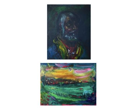 Sven BERLIN (1911-1999) Self portrait  Oil on canvas, signed and dated '65, 61 x 50.5cm. Together with a second work by the s