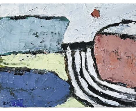 Leon DAVIES (1947) Boulder, Strewn Field, Trencrom  Oil on board, initialled, further signed and inscribed to verso, 15 x 20c