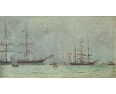 Henry Scott TUKE (1858-1929) Shipping off Falmouth (1894) Oil on canvas, lined, signed and dated (Oct 29th) 1894, 30 x 55cm. 