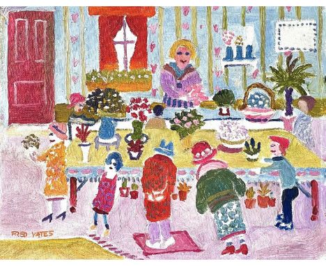 Fred YATES (1922-2008) Plant Sale   Oil on canvas board, signed, 20 x 25.5cm (35 x 40cm)Provenance: From the personal collect