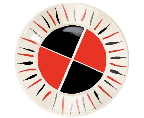 Terry FROST (1915-2003) Black and Red Dish  Ceramic, facsimile signature to base, numbered 29/50, impressed Haxby Made in Eng