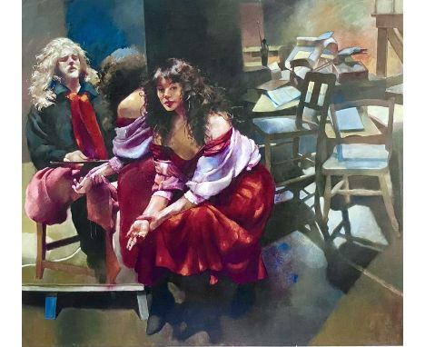 Robert Oscar LENKIEWICZ (1941-2002) The Painter with Karen in the Studio  Print, signed and numbered 4/150, image size 62 x 6