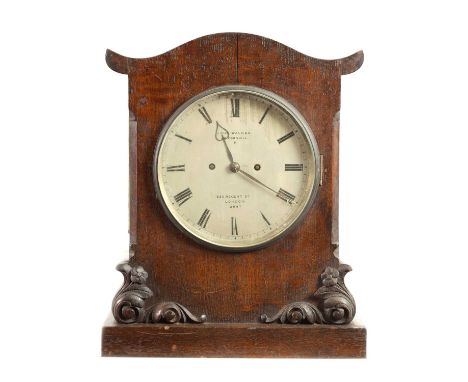 JOHN WALKER, LONDON. A MID 19TH CENTURY DOUBLE FUSEE BRACKET CLOCK the oak case with shaped top and canted corners above a ca