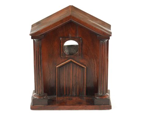 A GEORGE III MAHOGANY 'PORTICO' WATCH HOLDER of architectural form with Palladian pediment and free-standing reeded columns e