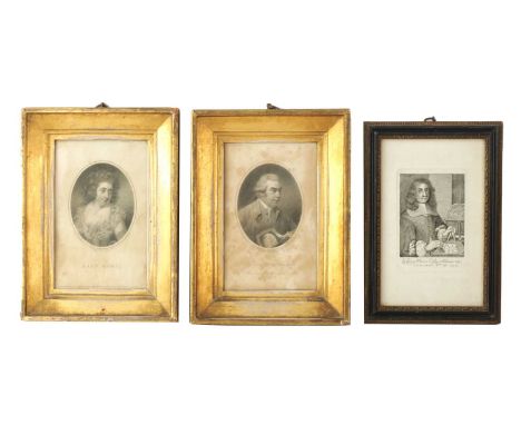 A PAIR OF EARLY 19TH CENTURY OVAL PORTRAIT ENGRAVINGS OF 'Sir JOSEPH BANKS Bar' AND 'LADY BANKS' original glazed gilt frames 
