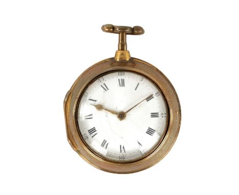 THOMAS CHAPPELL, LONDON. A GEORGE III PAIR CASED VERGE POCKET WATCH with engraved gilt outer case and gilt watch case enclosi