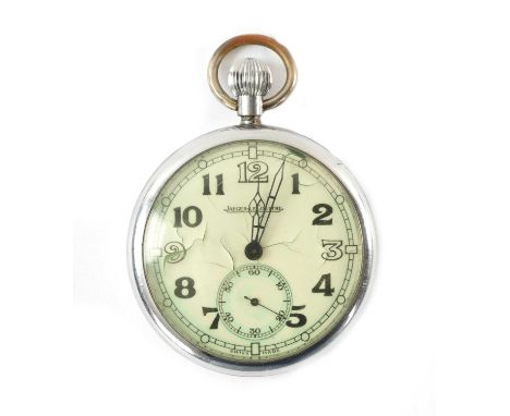 WWII BRITISH MILITARY ARMY ISSUE LEVER POCKET WATCH BY JAEGER-LECOULTRE with steel case and keyless wind movement52mm diamete