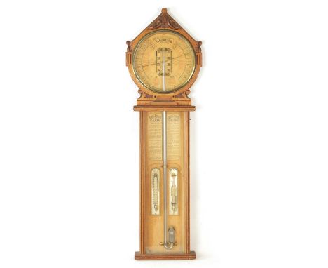 A LATE 19TH CENTURY OAK CASED ADMIRAL FITZROY'S ROYAL POLYTECHNIC BAROMETER the carved oak case enclosing a 10" calibrated di