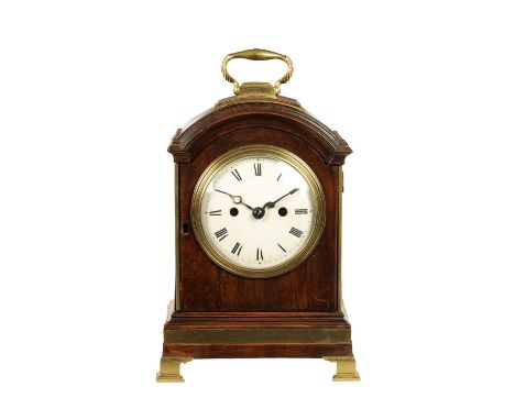 J. PERIGAL, LONDON. A MINIATURE REGENCY DOUBLE FUSEE PAD TOP BRACKET CLOCK the break arch case with brass moulded pad top and