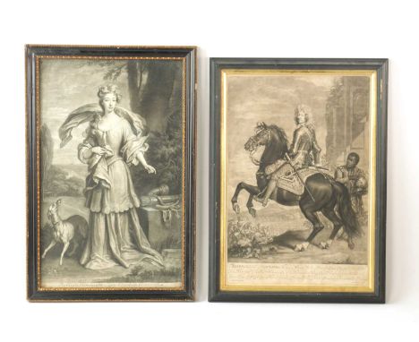 TWO 18TH CENTURY BLACK AND WHITE MEZZOTINT ENGRAVINGS 'The Right Honourable Lady Elizabeth Cromwell' and 'FREDERICK Duke of S