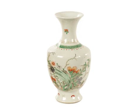 A 19TH CENTURY CHINESE FAMILLE VERTE SHOULDERED TAPERING VASE decorated with flowering sprays and a butterfly24cm high Viewed
