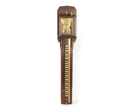 A LARGE 20TH CENTURY JAPANESE HARDWOOD STRIKING 'SHAKU-DOKEI' PILLAR CLOCK with a detachable glazed hood to the top enclosing