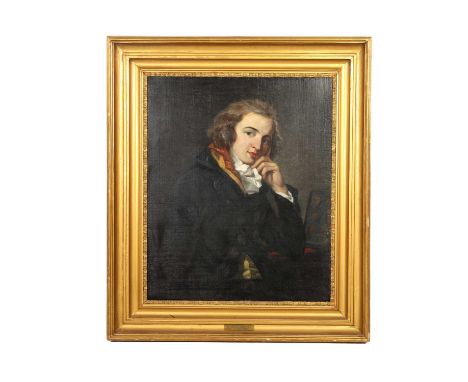 ATT. JOSEF GRASSI. A LATE 18TH/EARLY 19TH CENTURY OIL ON CANVAS seated a half-length portrait of a young gentleman - stepped 