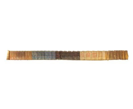 A VERY EARLY CHINESE IMPERIAL FIVE CLAW DRAGON HANDSCROLL having Chinese script and large eight-character imperial seal marks