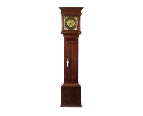 JOHN TAYLOR KIRKBY STEPHEN AN 18TH CENTURY OAK BRASS DIAL 30 HOUR LONGCASE CLOCK the 10 1/4" square dial with four season spa