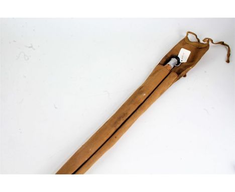 Allcocks light caster two piece spit cane fishing rod, with carrying bag