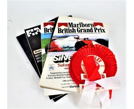 Collection of programmes, magazines and Manchester United ephemera to include, three rosettes for Wembley 1976, four British 