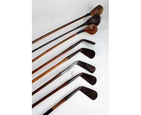 Vintage 'Dura Bag', U.S. Patent 4,378,039, housing various golf clubs including a Spalding No.2 wood, ladies mid iron with so