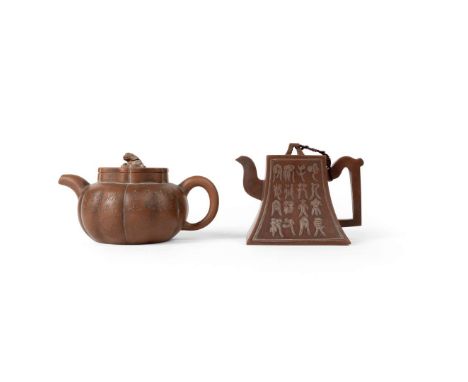 (A Private English Collection from Brighton, lots 224-230)TWO YIXING STONEWARE TEAPOTS 19TH-20TH CENTURY 十九至二十世紀 潤記等款 宜興紫砂茶壺（
