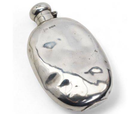 Late Victorian silver hip flask of flattened oval form L14cm Sheffield 1894 Maker Walker & Hall Condition Report:Approx silve