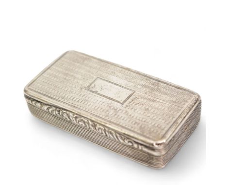 George IV rectangular silver snuff box with engine turned decoration and vacant cartouche W7.5cm Birmingham 1824 Makers mark 