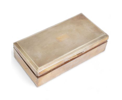 George VI engine turned silver cased table cigarette box, hallmarked John Rose, Birmingham 1948, H4cm, W17cm, D9cm