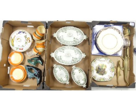 A Selection Of Ceramics To Include Victorian Keeling & Co Green Decorative Border Tureens, Poole Dolphins,Spode Wall Plate 'P