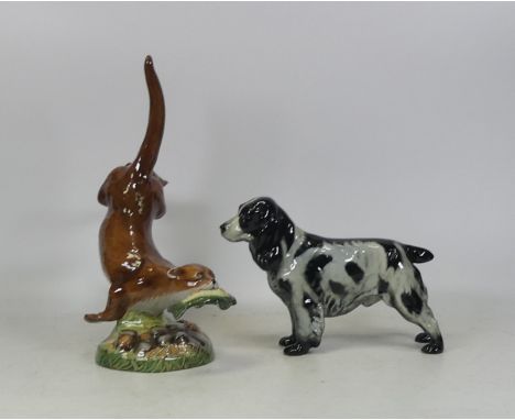 Two Ceramic Animal Figures, includes unmarked model of an Otter together with a Sylvac Type Spaniel. (2)