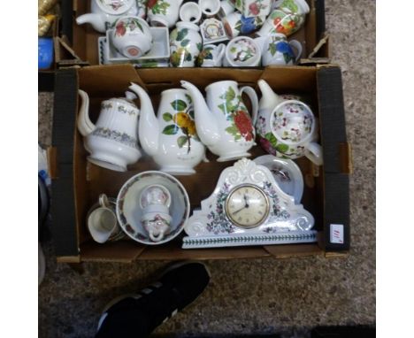 Portmerion, A Collecion of Pomona items inlcuding Mantle Clock, Teapots, Bowl etc. (1 Tray)