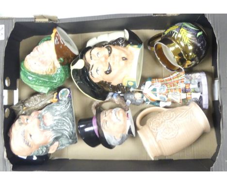 Royal Doulton Character Jugs Including Arriet 5195, Merlin D6529(Seconds) Captain Henry Morgan also Wade Lustre Jug, Radnor S