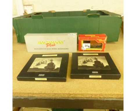 A BACHMANN Plus American Outline EMB F7B diesel locomotive, Tri-ang R.124 Brake Van and two boxed Atlas Minitrains Sets. Boxe